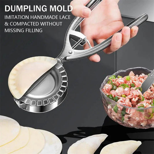 "Stainless Steel Dumpling Mold & Manual Press Tool"